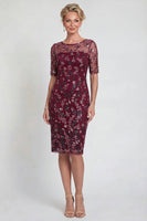 Load image into Gallery viewer, Sparkly Burgundy Appliqued Short Bodycon Formal Dress