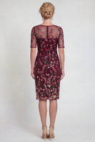Load image into Gallery viewer, Sparkly Burgundy Appliqued Short Bodycon Formal Dress