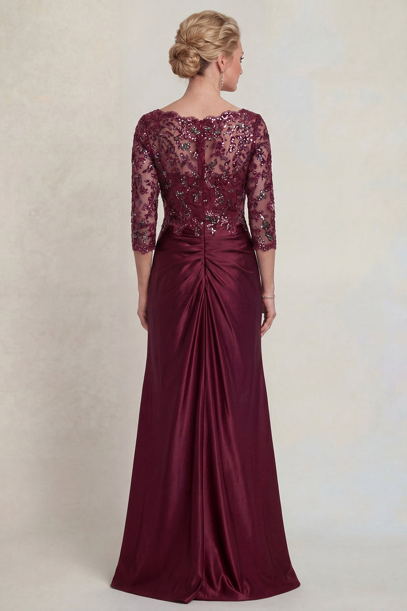 Load image into Gallery viewer, Sparkly Burgundy Floral Mermaid V Neck Long Evening Dress