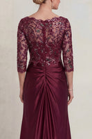 Load image into Gallery viewer, Sparkly Burgundy Floral Mermaid V Neck Long Evening Dress
