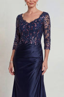 Load image into Gallery viewer, Sparkly Burgundy Floral Mermaid V Neck Long Evening Dress