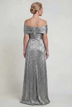 Grey Silver Off the Shoulder Mermaid Long Mother of the Bride Dress