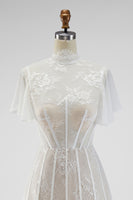 Load image into Gallery viewer, White A Line High Neck Short Corset Graduation Dress with Ruffles