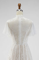 Load image into Gallery viewer, White A Line High Neck Short Corset Graduation Dress with Ruffles