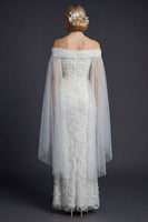 Load image into Gallery viewer, Sparkly White Off the Shoulder Beaded Mermaid Floral Maxi Wedding Reception Dress