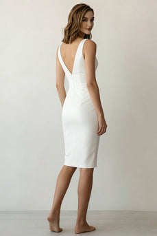 White V Neck Short Bodycon Graduation Dress