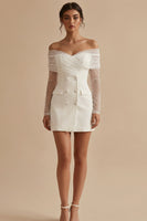 Load image into Gallery viewer, White Bodycon Off the Shoulder Short Graduation Dress