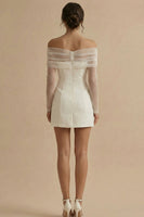 Load image into Gallery viewer, White Bodycon Off the Shoulder Short Graduation Dress