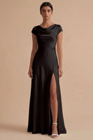 Load image into Gallery viewer, White Cowl Neck Sheath Long Engagement Dress with Slit