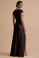 Load image into Gallery viewer, White Cowl Neck Sheath Long Engagement Dress with Slit
