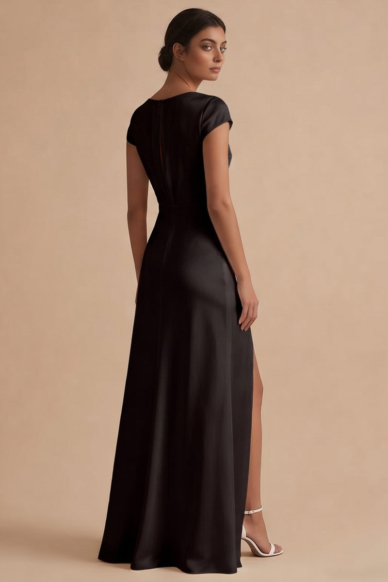 Load image into Gallery viewer, White Cowl Neck Sheath Long Engagement Dress with Slit