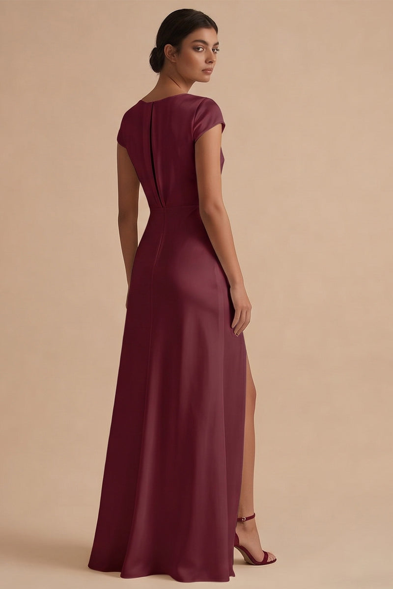 Load image into Gallery viewer, White Cowl Neck Sheath Long Engagement Dress with Slit