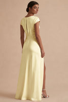 Load image into Gallery viewer, White Cowl Neck Sheath Long Engagement Dress with Slit