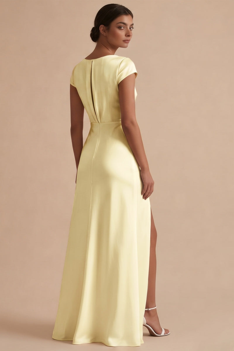 Load image into Gallery viewer, White Cowl Neck Sheath Long Engagement Dress with Slit