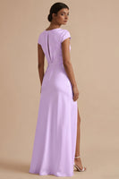 Load image into Gallery viewer, White Cowl Neck Sheath Long Engagement Dress with Slit