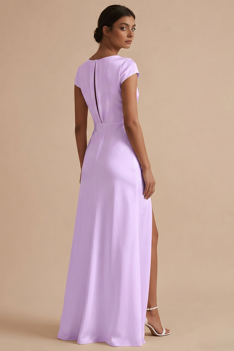 Load image into Gallery viewer, White Cowl Neck Sheath Long Engagement Dress with Slit
