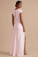 Load image into Gallery viewer, White Cowl Neck Sheath Long Engagement Dress with Slit