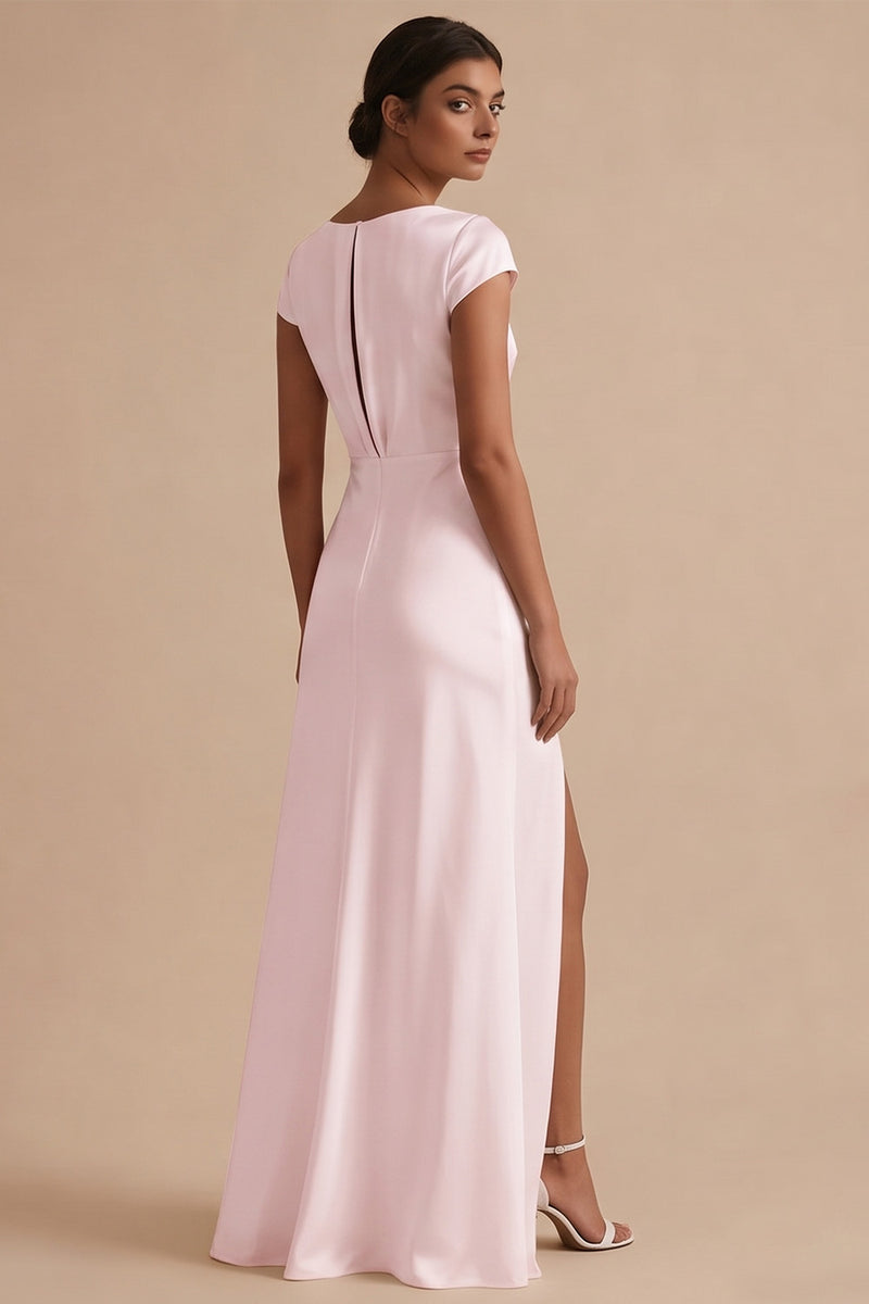 Load image into Gallery viewer, White Cowl Neck Sheath Long Engagement Dress with Slit