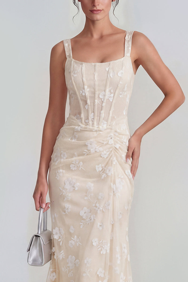 Load image into Gallery viewer, Lilac Corset Ruched Thick Straps Mermaid Maxi Formal Dress