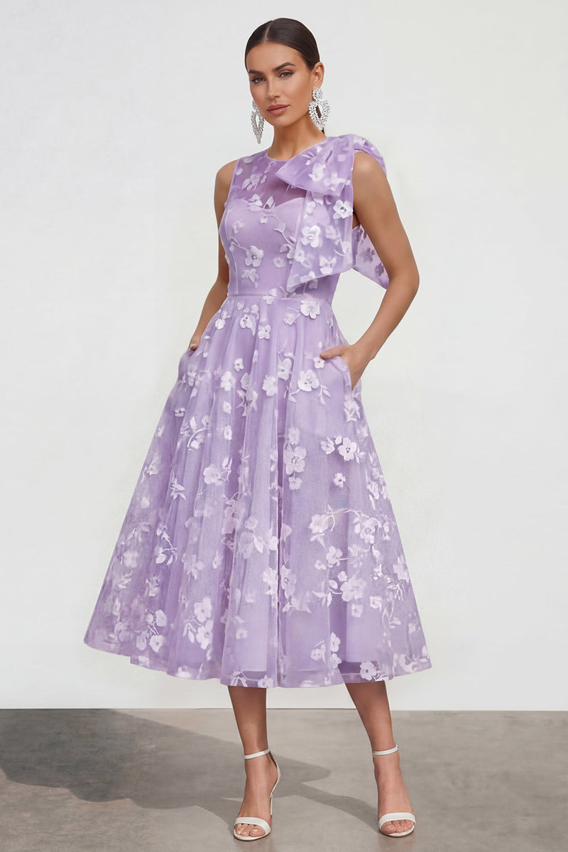 Load image into Gallery viewer, Lilac Round Neck A Line Maxi Formal Dress with Pockets