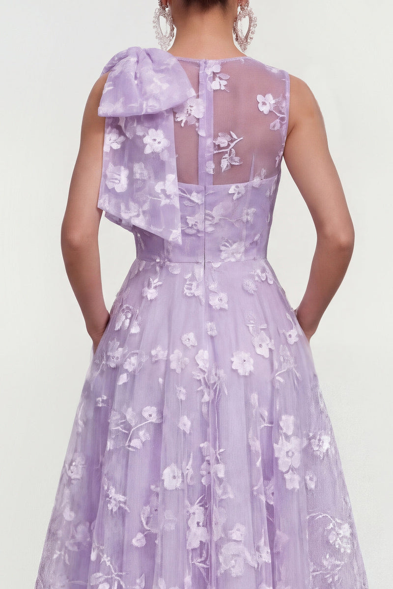 Load image into Gallery viewer, Lilac Round Neck A Line Maxi Formal Dress with Pockets