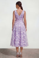 Load image into Gallery viewer, Blue V-Neck A Line Floral Ruched Maxi Formal Dress with Bow