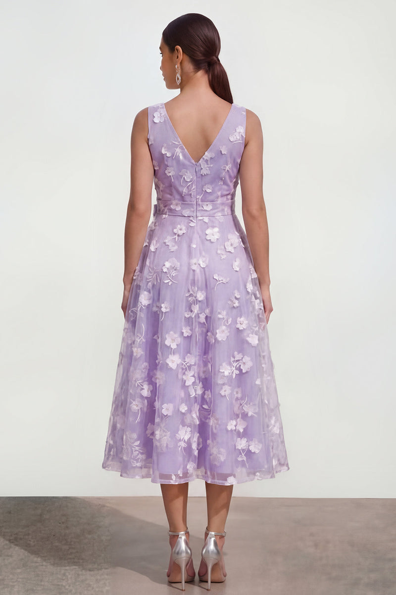 Load image into Gallery viewer, Blue V-Neck A Line Floral Ruched Maxi Formal Dress with Bow