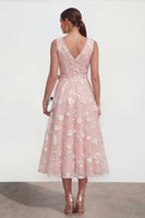 Load image into Gallery viewer, Blue V-Neck A Line Floral Ruched Maxi Formal Dress with Bow