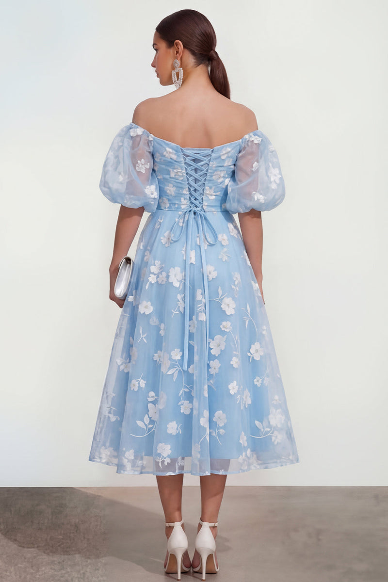Load image into Gallery viewer, Pink A Line Puff Sleeves Floral Ruched Maxi Formal Dress