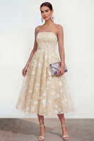 Load image into Gallery viewer, Lilac A Line Corset Strapless Floral Maxi Formal Dress
