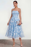 Load image into Gallery viewer, Lilac A Line Corset Strapless Floral Maxi Formal Dress