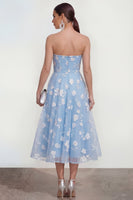 Load image into Gallery viewer, Lilac A Line Corset Strapless Floral Maxi Formal Dress