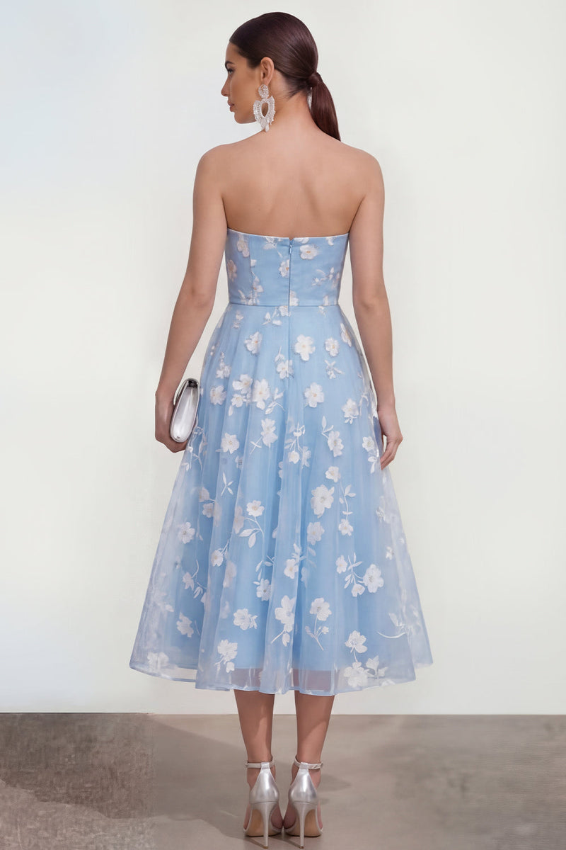 Load image into Gallery viewer, Lilac A Line Corset Strapless Floral Maxi Formal Dress