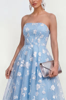 Load image into Gallery viewer, Lilac A Line Corset Strapless Floral Maxi Formal Dress