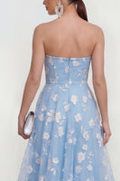 Load image into Gallery viewer, Lilac A Line Corset Strapless Floral Maxi Formal Dress