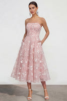 Load image into Gallery viewer, Lilac A Line Corset Strapless Floral Maxi Formal Dress