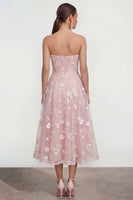 Load image into Gallery viewer, Lilac A Line Corset Strapless Floral Maxi Formal Dress
