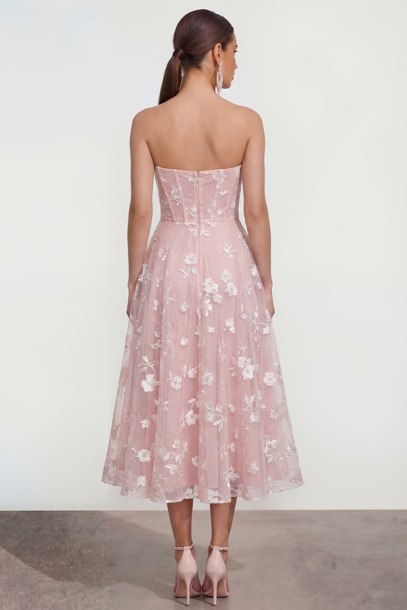 Load image into Gallery viewer, Lilac A Line Corset Strapless Floral Maxi Formal Dress