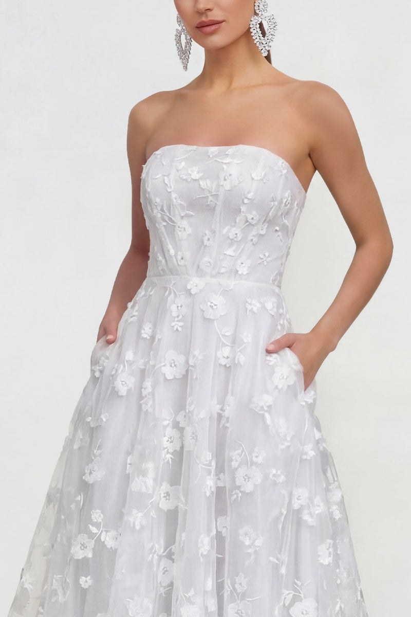 Load image into Gallery viewer, Lilac A Line Corset Strapless Floral Maxi Formal Dress