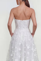 Load image into Gallery viewer, Lilac A Line Corset Strapless Floral Maxi Formal Dress