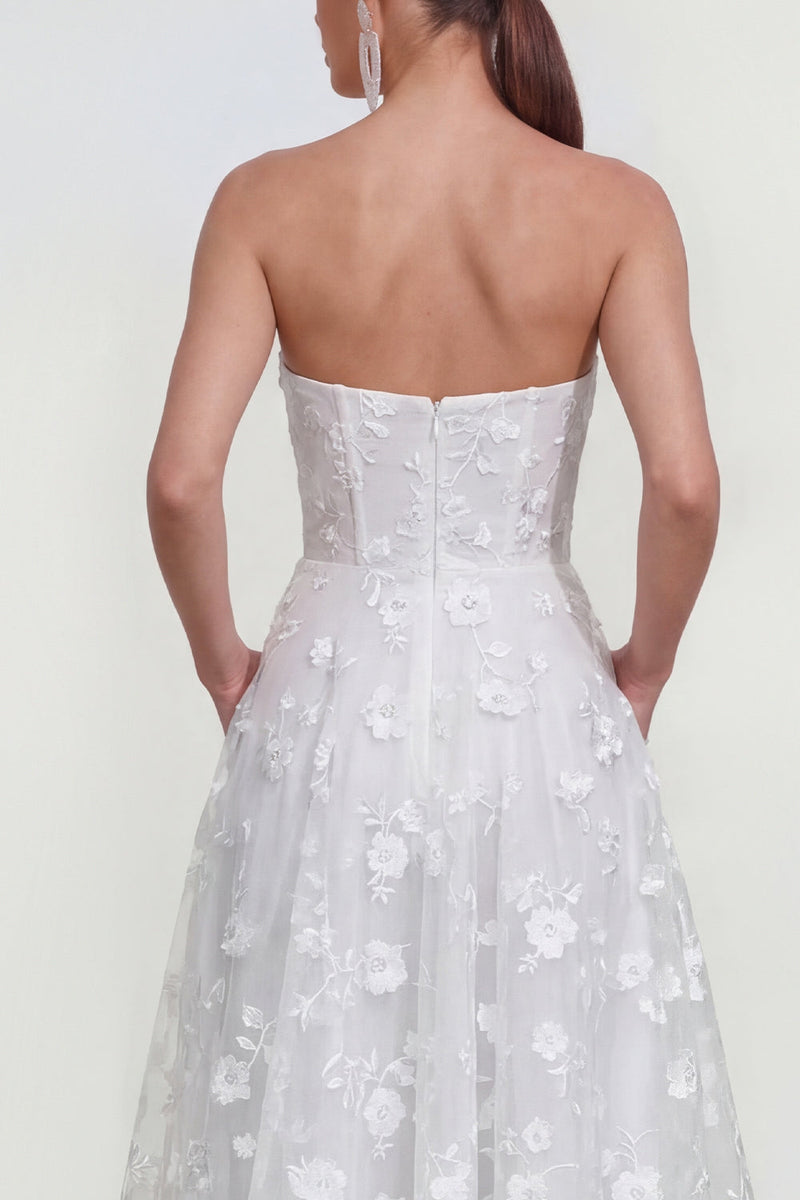 Load image into Gallery viewer, Lilac A Line Corset Strapless Floral Maxi Formal Dress