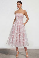 Load image into Gallery viewer, Lilac A Line Corset Strapless Floral Maxi Formal Dress