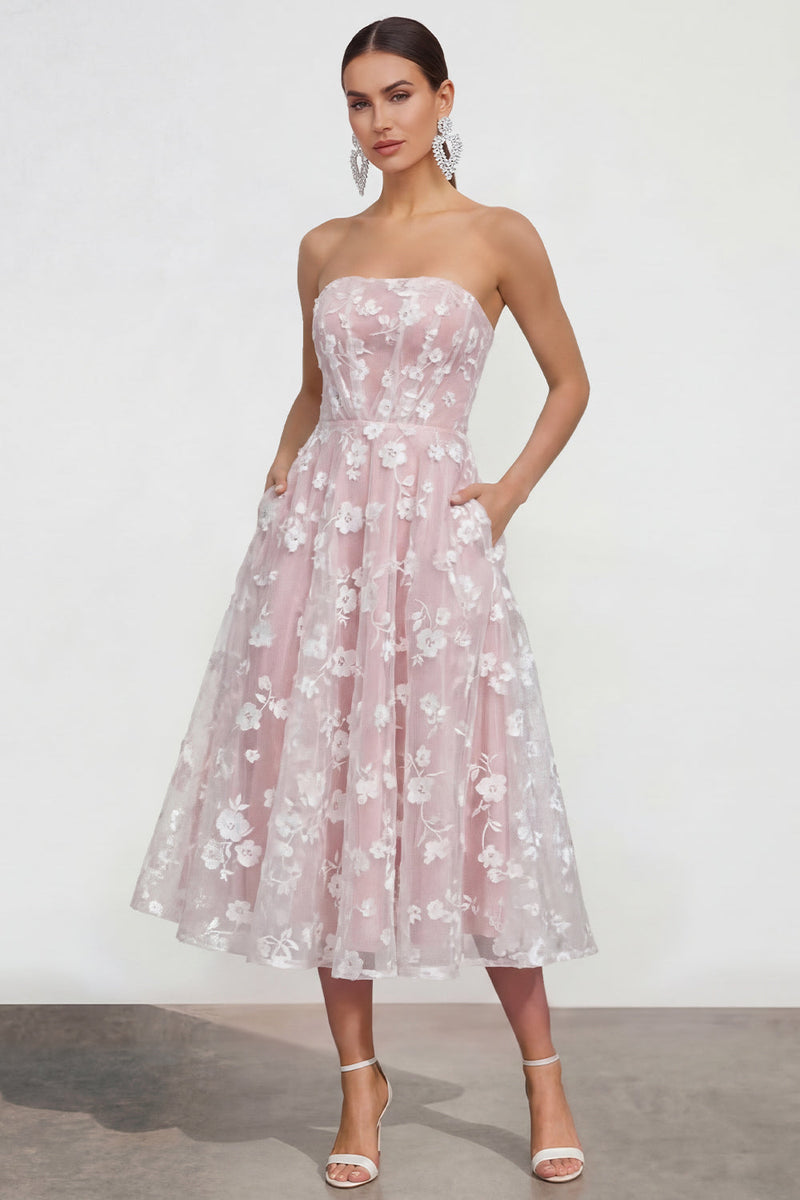 Load image into Gallery viewer, Lilac A Line Corset Strapless Floral Maxi Formal Dress