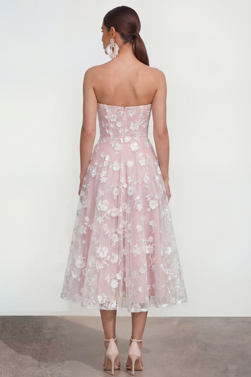 Load image into Gallery viewer, Lilac A Line Corset Strapless Floral Maxi Formal Dress