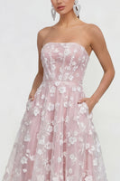 Load image into Gallery viewer, Lilac A Line Corset Strapless Floral Maxi Formal Dress