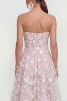 Load image into Gallery viewer, Lilac A Line Corset Strapless Floral Maxi Formal Dress