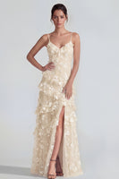 Load image into Gallery viewer, Lilac A Line Spaghetti Straps Floral Maxi Formal Dress with Ruffles