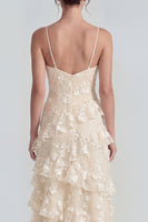 Load image into Gallery viewer, Lilac A Line Spaghetti Straps Floral Maxi Formal Dress with Ruffles