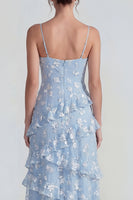 Load image into Gallery viewer, Lilac A Line Spaghetti Straps Floral Maxi Formal Dress with Ruffles