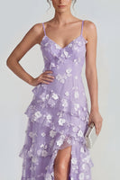 Load image into Gallery viewer, Lilac A Line Spaghetti Straps Floral Maxi Formal Dress with Ruffles